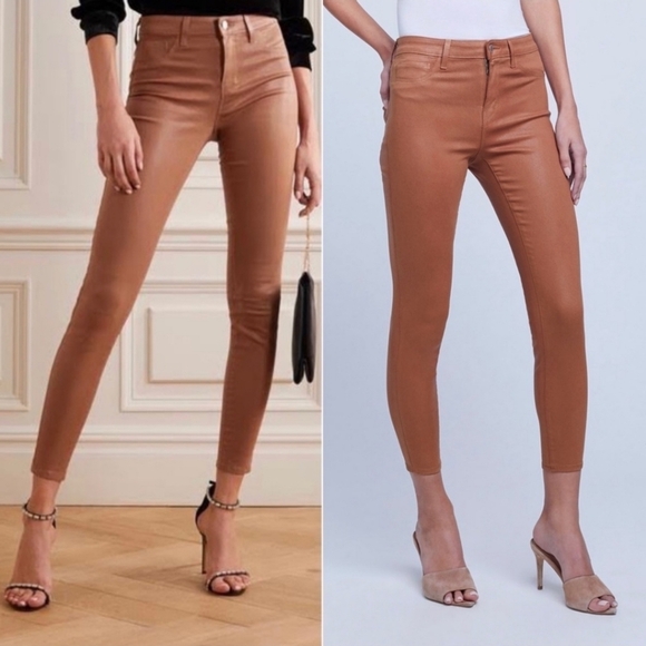 L'AGENCE Margot Java Coated High Rise Skinny Jeans Brown Size 25 - Picture 11 of 12